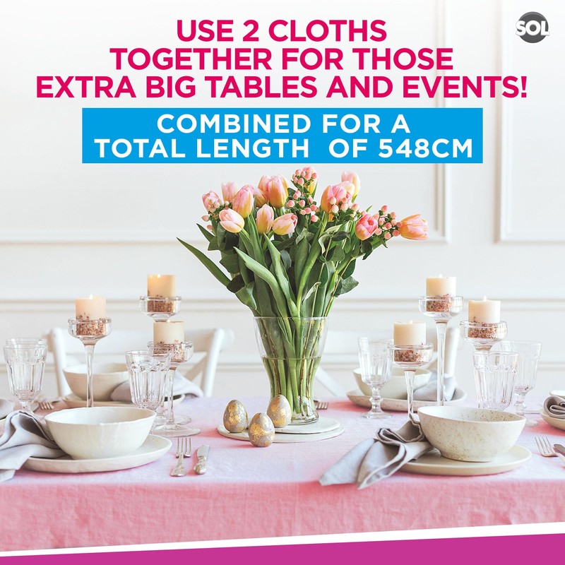 4pk Long Pink Table Cloth Party | 274 x 137cm