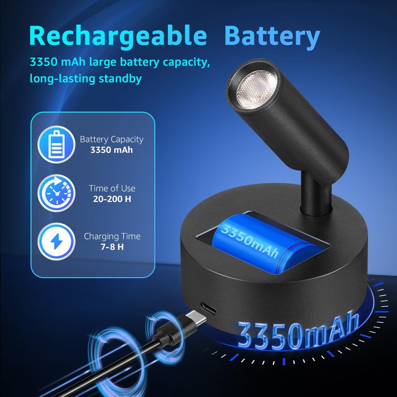 URTOM 3CCT LED Wireless Spotlight Indoor Rechargeable Picture Lights Battery