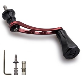 HEIGHTEN 2.2 inches (56 mm) Reel Handle with 0.9 inches (23 mm) Knob, Compatible with Shimano and Daiwa Spinning Reels, Tornado Series (Wine Red & Black) (779)