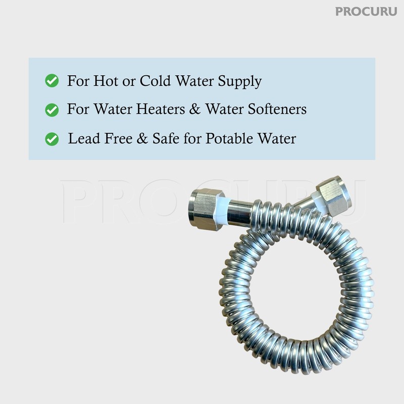 PROCURU 2-Pack 3/4" FIP x 48" (4Ft) Stainless Steel Water