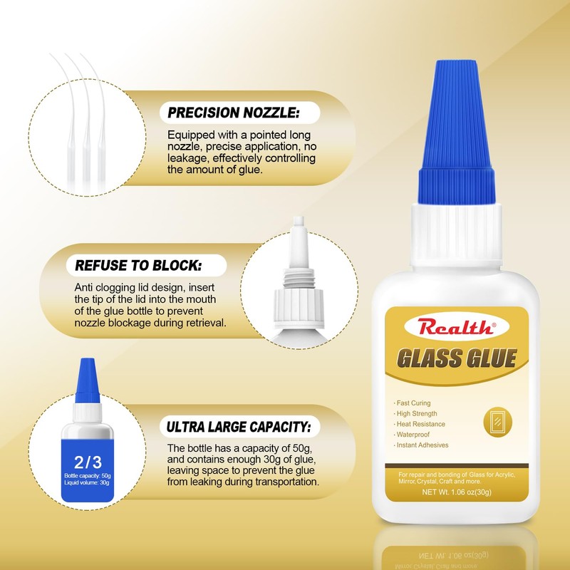 Clear Liquid Glass Glue 30g, Fast-Dry Glass Adhesive for Rearview