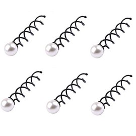 LASSUM 10 Pack Pearl Spiral Hair Pin Clip Bun Stick Spin Screw Twist Barrette for Women Hair Styling Tools
