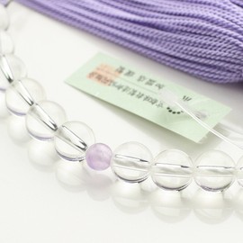 Dotcom Prayer Beads for Women, Genuine Crystal, Fujiunite, Approx. 0.3 inches (8 mm), Pure Silk Bassel, with a Bag of Beads, Kyoto Prayer Beads, All Sects
