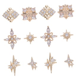 Outanaya 12pcs Vintage Nail Charms Rhinestones Decorative Metal Nail Art Supplies for Unique Designs Elegant for and