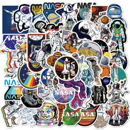 NASA Astronaut Stickers Pack of 50 for Water Bottles, Laptops, Cars, Skateboards, Men, Cave Decorations, Teenager Stickers