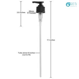 Geti Beauty Liquid Dispenser for Hand Sanitizer - Lotion - Shampoo - Conditioner - Black Pump 28/410 2cc output - 6-pack - Teardrop Ribbed Collar - Customize Tube