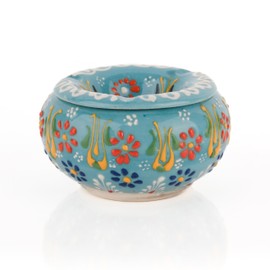 Decorative Ceramic Jar-Colorful Decorative Jar with Lid-Handmade Small Decorative Jar-Windproof Unique Jars-Turkish Home Decor (Turquoise)