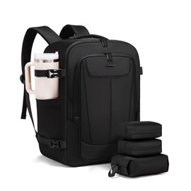 LOVEVOOK Travel Backpack for Men Women, 40L Carry on Backpack Flight Approved with 3 Packing Cubes, Extra Large Personal Item Bag Fits 17.3 inch Laptop for Airplanes, Water Resistant Daypack, Black