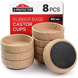 Rubber Base Castor Cups 8 PCS Ã60mm X-Protector â Furniture Castors with Non-Slip Base â Floor Protectors for Chair & Sofa Legs â Prevent Scratches with Our Furniture Coasters & Bed Wheel Stoppers!