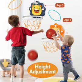 Toddler Basketball Hoop Indoor Toys for Age 1-3,Scoreboard Portable Design Adjustable Height,Christmas Birthday Baby Kids Boy Small Bath Basketball Hoop Gifts Toys for 1 2 3 4 5 Year Old