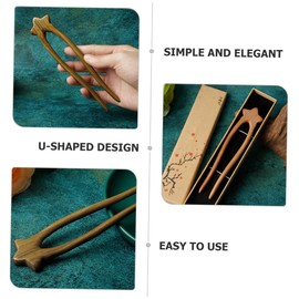 Baluue Double Hairpin Set Wooden u Shaped Hair Sticks French Hair Pins for Thick Hair Stylish Decorative Hair Pins Hair Jewelry for Women