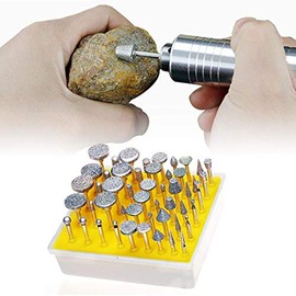 CNQLIS 50 Pcs 1/8 Inch Diamond Burr Set Coated Grinding Stone Carving Bits, Diamond Drill Bits Compatible with Dremel Rotary Tools for Jewelry Glass Gems Ceramic Stones Polishing Accessories