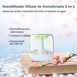 Humidificador,Humidificador de Aire para Dormitorio,Máquina de Aromaterapia, Silencioso,Fácil de limpiar,para el Dormitorio del HogarDepósito de Agua Mini de 440 ml,Luz de 7 Colores (negro)