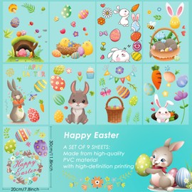 AhfuLife Easter Window Stickers - 9 Sheets Reusable Window Clings for Kids Decorations, Double Sided for Home, Office & Shop Windows (Style 3)