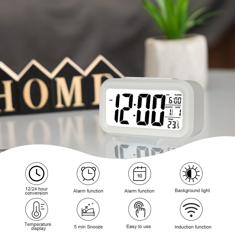Jsdoin Digital Alarm Clock, Alarm Clock with Large LED Temperature