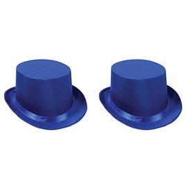 Beistle S60839-BAZ2 Satin Sleek Top Hats (2 Piece), OSFM, Blue