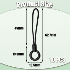 LvYiLinggg Multifunctional Phone Straps, String Parts, Black, 10 Pieces, Pine String Type, Plastic, Lightweight, Rope Lock, Durable, Fall Prevention, Phone Loss Prevention