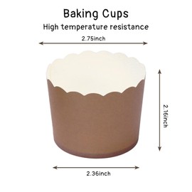 Whaline 120Pcs Brown Paper Baking Cups Scalloped Edge Cupcake Wrappers Gradient Brown Cupcake Muffin Cases for Wedding Birthday Baby Shower, 3 Colors