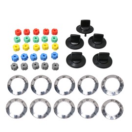 Bstinay KN002 Electric Range Burner Knob Kit Replacement Knob Handle Kit Multiple-Size Replacement for Whirlpool Dia 49MM/1.93Inch Pack of 5 Black