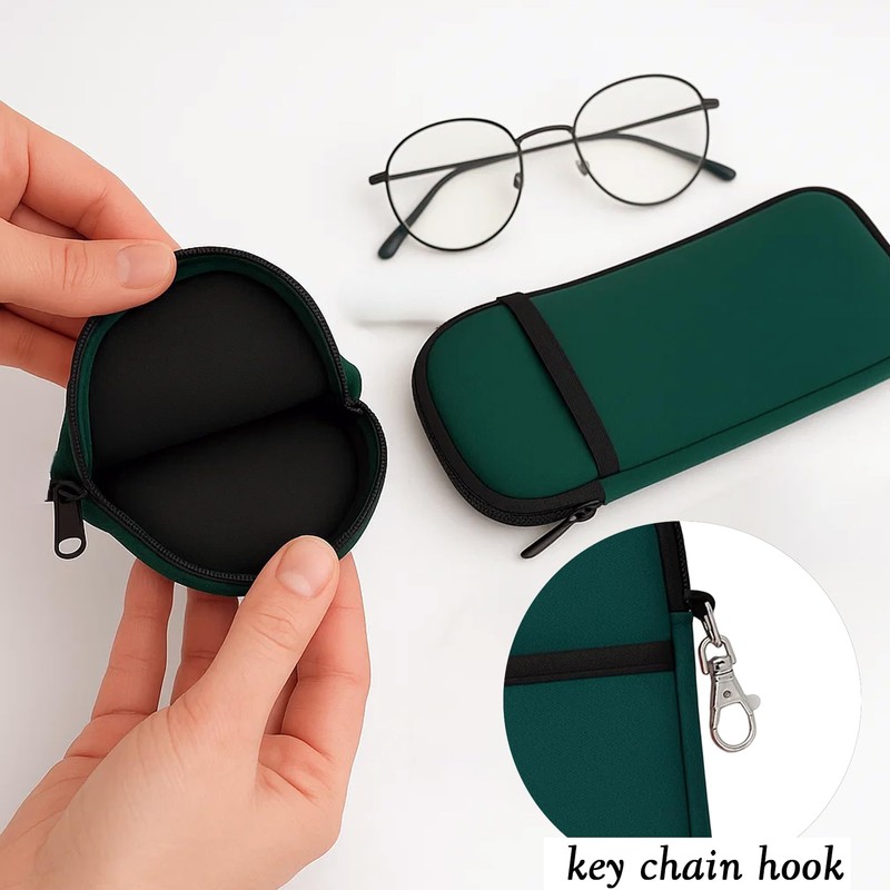 HeXueLy Soft Glasses Case - 2 Pack Double Layer Neoprene