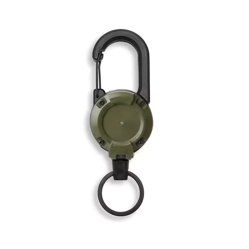 Heavy-Duty Retractable Keychain Carabiner with 23.62-Inch Steel Wire Reel