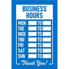 Business opening hours blue sign - 3mm Aluminium sign (300mm x 200mm)