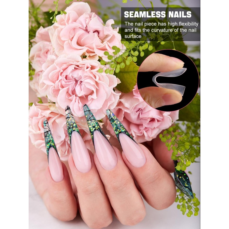 EBANKU 120 PCS Clear Matte Dual Nail Forms System Coffin