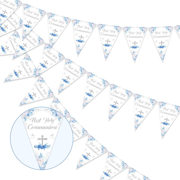 Jollyboom First Holy Communion Decorations for Boys Blue, 3 Pack