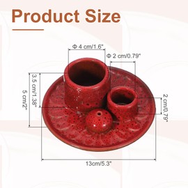 uxcell Incense Burner, 4 in 1 Ceramic Incense Holder Santo Holder Ash Catcher & Candle Holder Decorative Bowl for Meditation Stick Aromatherapy Yoga, Red