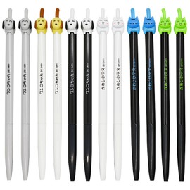 Maydahui 12 Pcs Cute Cat Dog Tail Clicker Retractable Pen Novelty Japanese Little Kitten Rollerball Pens Black Ink For Cat Lovers Student Shcool Office Supplies Stationery Party Favors