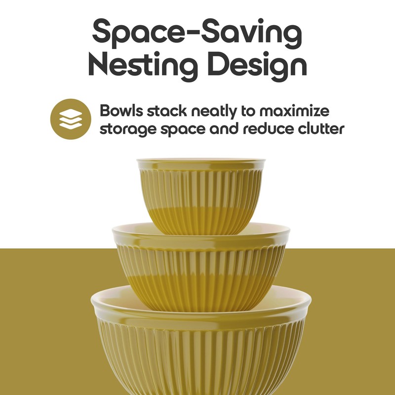 Omniware Simsbury Mixing Bowls, Set of 3 - Nesting Stoneware