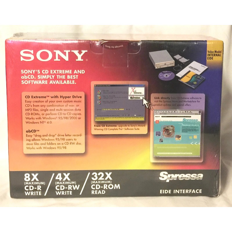 Sony CD-RW CRX140E Recorder EIDE 8x4x32 Internal Drive Windows 95/98/Me/2000