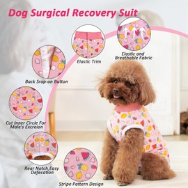 Lyneun Soft Dog Bodysuit After Surgery, Dog Bodysuit After Castration Male es, Breathable Dog One-Piece Recovery Suit for Hair Loss, Allergies, Anti-Licking, Wound Protection, Cone Alternative