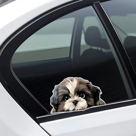 Shih Tzu Dog Car Window Decal, 2-Pack Waterproof Vinyl Stickers for Vehicles, Laptops#c066