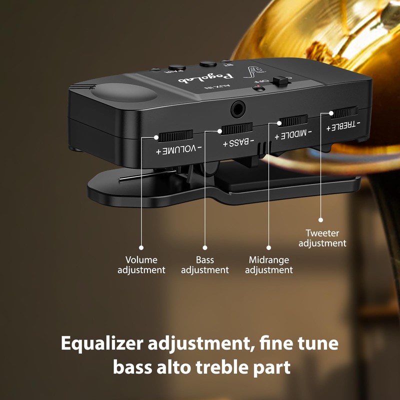 POGOLAB UHF Wireless Saxophone Microphone System, Rechargeable Mic Pickup System