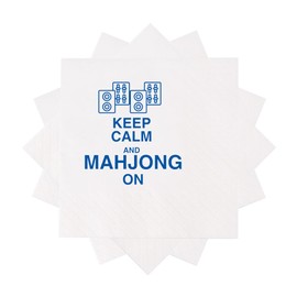 VOWFOO Mah Jongg Mahjong Cocktail Napkins 50Pcs Keep Calm And Mahjong On Paper Disposable Napkins For Mahjong Casual Gatherings Game Nights Mahjong-Themed Birthday Party 5 x 5 2-ply (Keep Calm)
