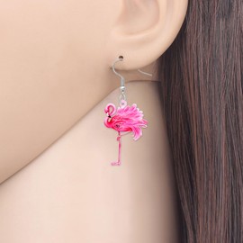 RAIDIN Acrylic Cute Flamingo Dangle Hook Earrings Gifts for Her Cartoon Bird Jewelry for Women Birds Lovers Charms (Pink)
