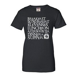 Go All Out X-Large Black Womens The Seven Daily Hobbit Meals T-Shirt