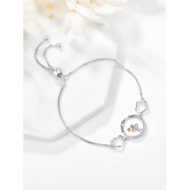 F4DEDAN Cross Bracelet for Women Faith Sterling Silver Over Fear Mustard Seed Bracelet Heart Christian Catholic Confirmation Baptism Religious Jewelry for Mom