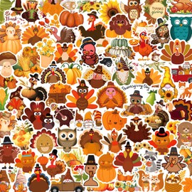 200PCS Thanksgiving Stickers, Fall Cute Turkey Stickers, Thanksgiving Vinyl Waterproof Holiday Stickers for Water Bottles Thanksgiving Decorations Cards Envelopes Party Favors Scrapbooking