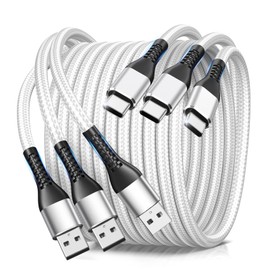 MCINGDAY C Charger Cord Fast Charging,6FT 3Pack Type C Fast Charger Cable Nylon Braided Compatible with Phone 16/15/Plus/Pro/Pro Max,Galay S22 S21 A51 S10 S9, and Other USB C Devices-White