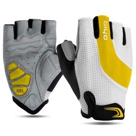 Kadacha Cycling Gloves for Men Women - Road/Mountain Bike Gloves Anti Slip Shock Absorbing Padded -Bicycle Biking Gloves for Fitness Cycling Training Outdoor Sports (Yellow, Medium)