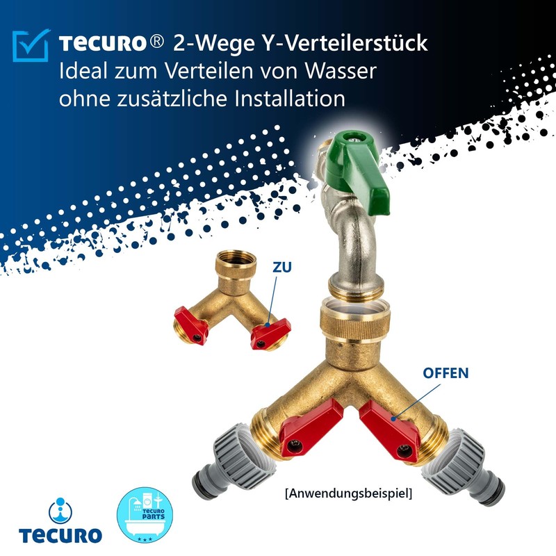tecuro 2-way Y-distributor 1 inch (DN20), individually lockable by ball