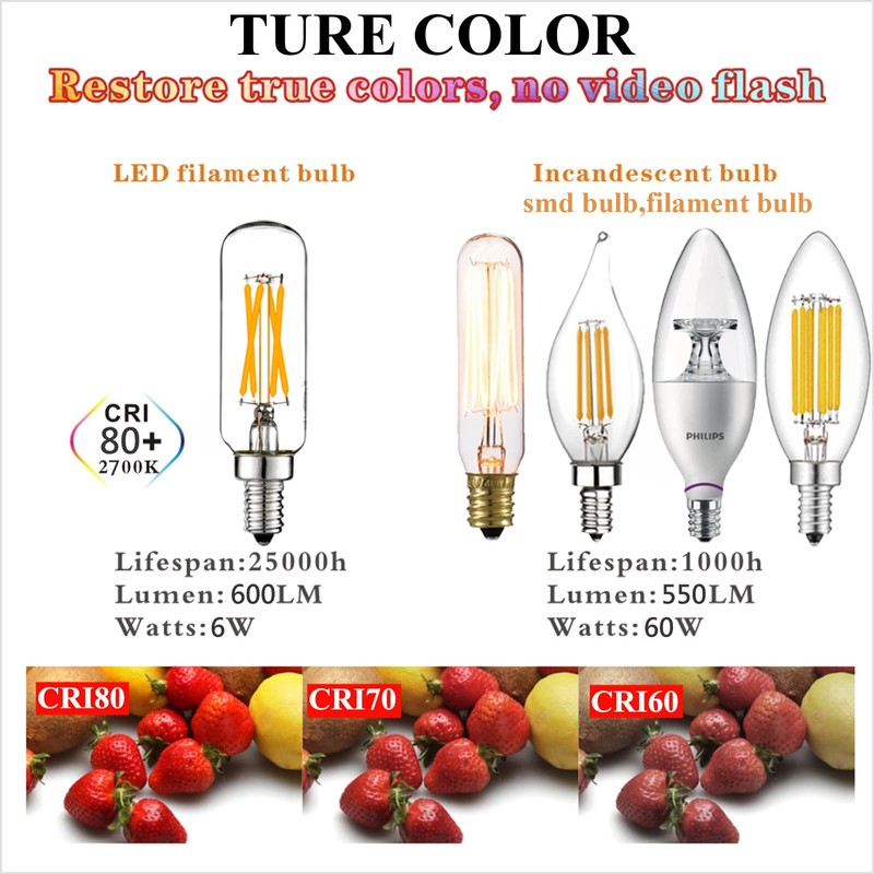 LiteHistory LED Bulb Dimmable 6W Equal Warm White 2700K T6