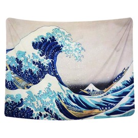 LIGICKY Tapestry Wall Hanging Ukiyoe Hokusai The Great Wave Off Kanagawa Wall Tapestries with Art Nature Home Decorations for Living Room Bedroom Dorm Decor, 59.1" x 78.7"