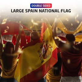 5x3ft Double Sided Spain National Flag Banner with Two Brass Grommets, Flags Banner, Large Spain Flags for Parade, Patriotic Activities, Garden Home Decoration