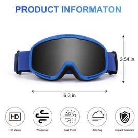 Micnaron Dirt Bike Goggles for Kids & Youth, Motocross Goggles - Flexible TPU, Anti-Fog Ventilation, Adjustable Strap - Windproof/Dustproof/UV400 for Dirt Bike, ATV, Mountain Biking