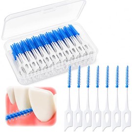 300 Piezas/Caja Cepillo Interdental, Púas De Hilo Dental De Silicona Suave Azules, Palillo Dientes Silicona, Cepillos Para Dientes Suaves Portátil par