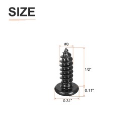 DTGN #8x1/2" Phillips Pan Head Self-tapping Screw - 100Pack - Phosphate Blackening Carbon Steel Sheet Metal Screws Wood Screws