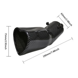 OtpOutopa Car Exhaust Tip 2.5 inch Inlet, Universal Car Exhaust Pipe Modification Tail Throat Tail Pipe Stainless Steel Muffler Tip, Adjustable Heart Shaped Car Thickened Pipe (Curved,Carbon fiber)